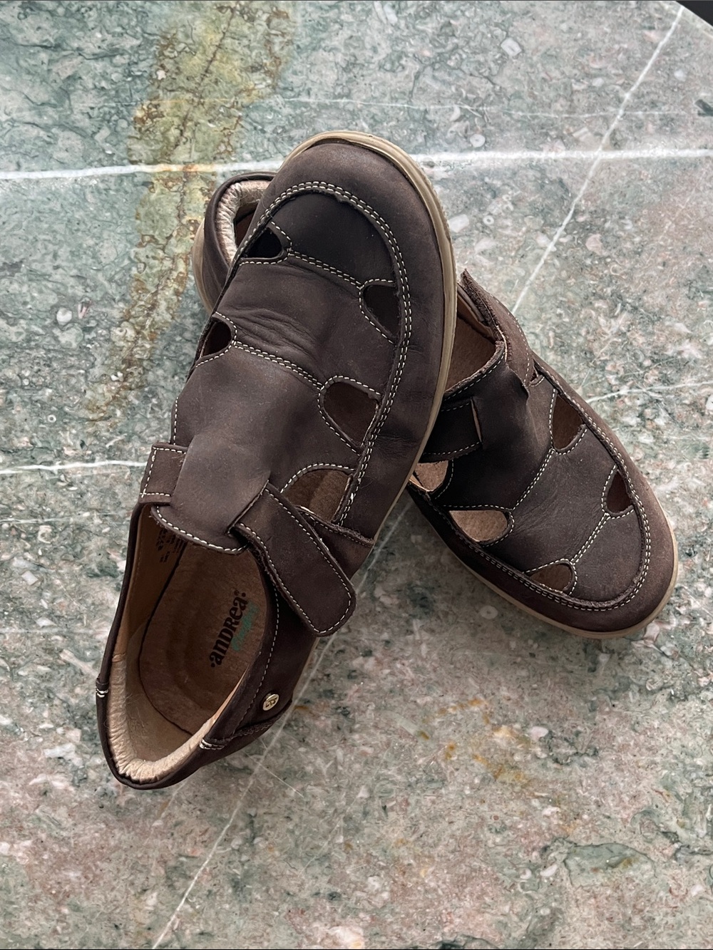 Andrea Dark Brown Leather Fisherman Sandals